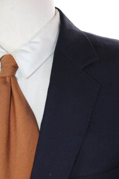My Suit Mens Two Button Classic Lapel Blazer Jacket Navy Blue Wool Size 38