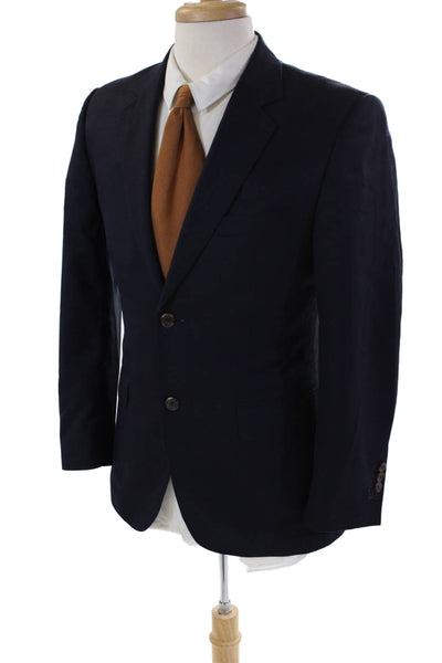 My Suit Mens Two Button Classic Lapel Blazer Jacket Navy Blue Wool Size 38