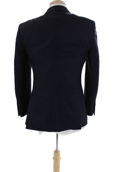 My Suit Mens Two Button Classic Lapel Blazer Jacket Navy Blue Wool Size 38