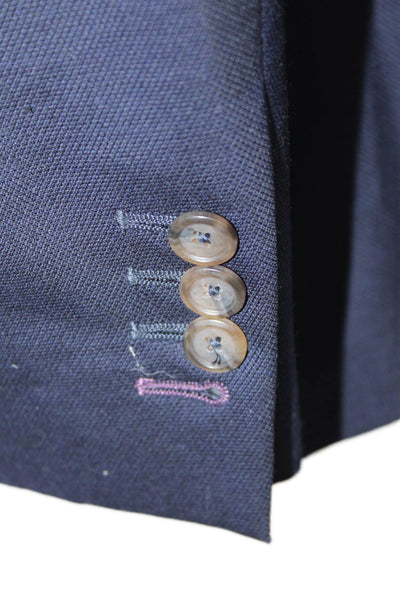 My Suit Mens Two Button Classic Lapel Blazer Jacket Navy Blue Wool Size 38