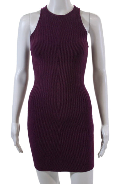 Rebecca Minkoff Womens Textured Halter Sleeveless Bodycon Dress Maroon Size XS