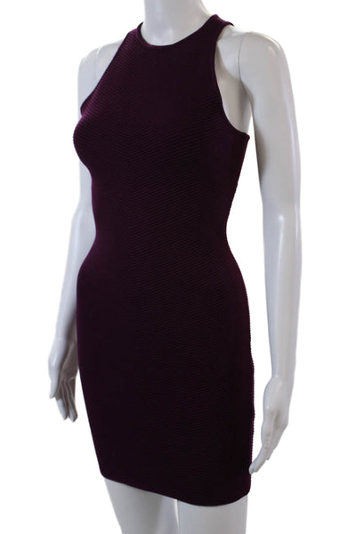Rebecca Minkoff Womens Textured Halter Sleeveless Bodycon Dress Maroon Size XS