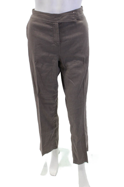 Eileen Fisher Women's Flat Front Straight Leg Dress Pants Brown Size 8P