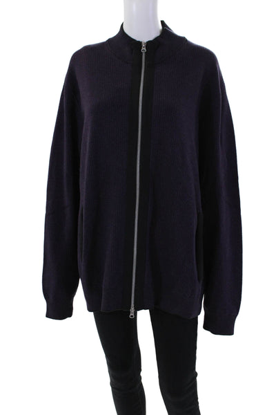 Robert Graham Womens Cotton High Neck Full Zippered Sweater Purple Size 2X