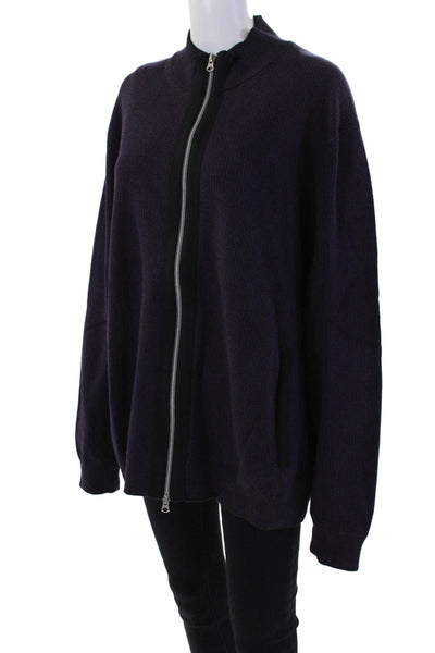 Robert Graham Womens Cotton High Neck Full Zippered Sweater Purple Size 2X