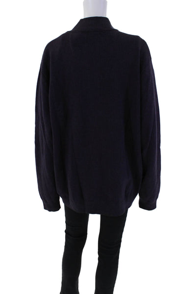 Robert Graham Womens Cotton High Neck Full Zippered Sweater Purple Size 2X
