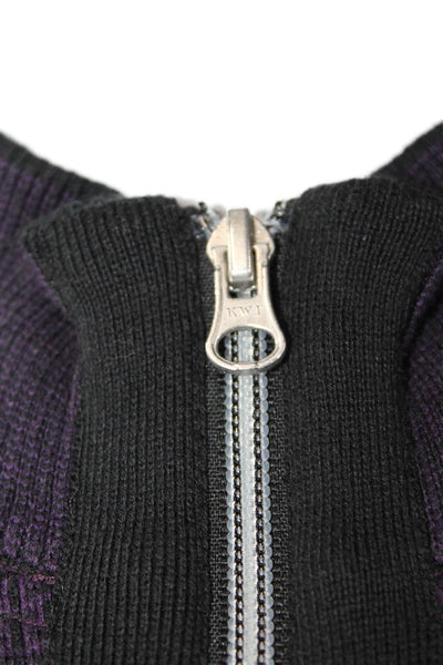 Robert Graham Womens Cotton High Neck Full Zippered Sweater Purple Size 2X