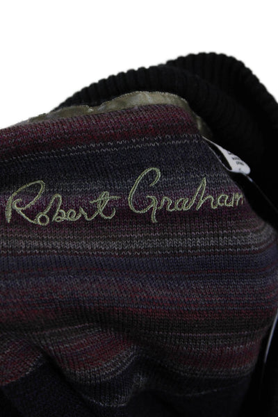 Robert Graham Womens Cotton High Neck Full Zippered Sweater Purple Size 2X