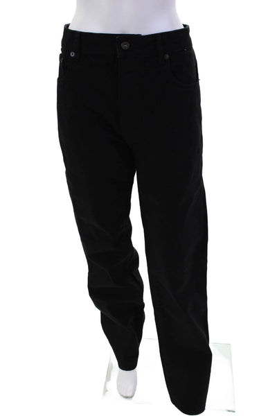 Kenzo Womens Cotton Zip Button Wide Leg Casual Pants Black Size EUR 34