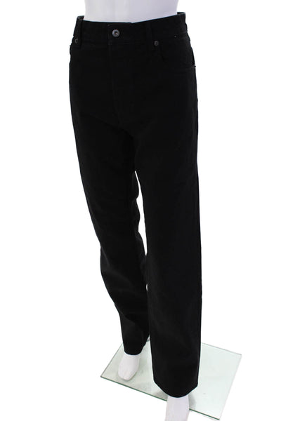 Kenzo Womens Cotton Zip Button Wide Leg Casual Pants Black Size EUR 34
