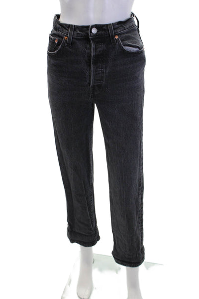 Levi's Womens Cotton Button Fly Straight Leg High Rise Jeans Black Size 26