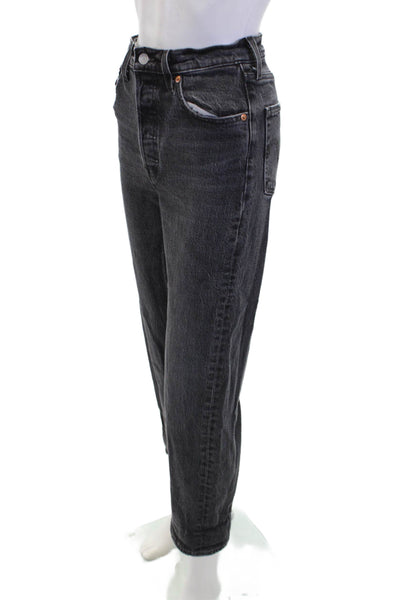 Levi's Womens Cotton Button Fly Straight Leg High Rise Jeans Black Size 26
