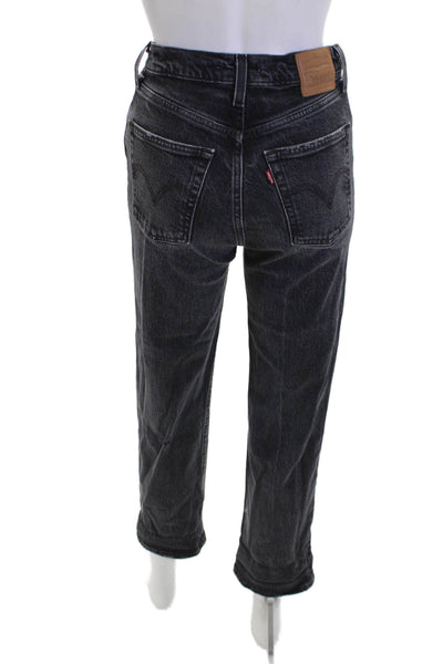 Levi's Womens Cotton Button Fly Straight Leg High Rise Jeans Black Size 26