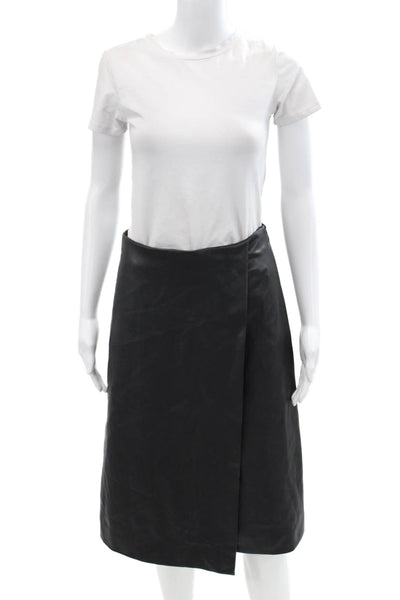 Modern Citizen Womens Faux Leather Zipped Lined Asymmetrical Skirt Black Size S