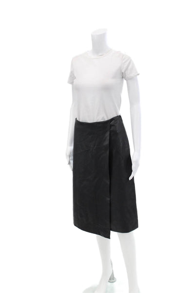Modern Citizen Womens Faux Leather Zipped Lined Asymmetrical Skirt Black Size S