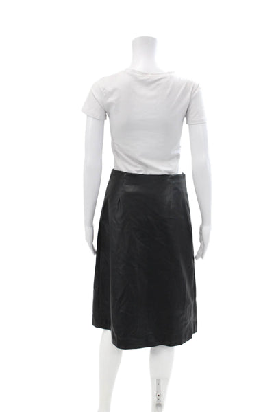 Modern Citizen Womens Faux Leather Zipped Lined Asymmetrical Skirt Black Size S