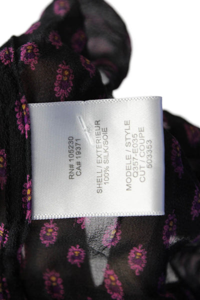 Equipment Femme Womens Silk Button Down Blouse Black Pink Size Extra Small