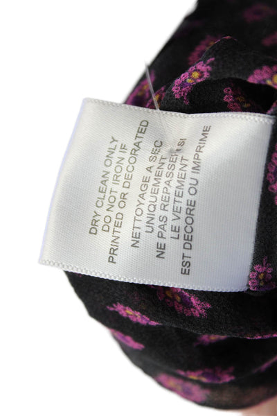Equipment Femme Womens Silk Button Down Blouse Black Pink Size Extra Small