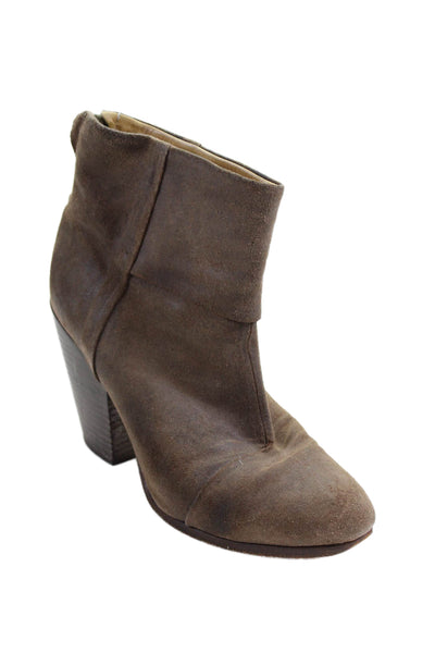 Rag & Bone Womens Leather Zip Up Newbury Ankle Boots Rustic Brown Size 38 8