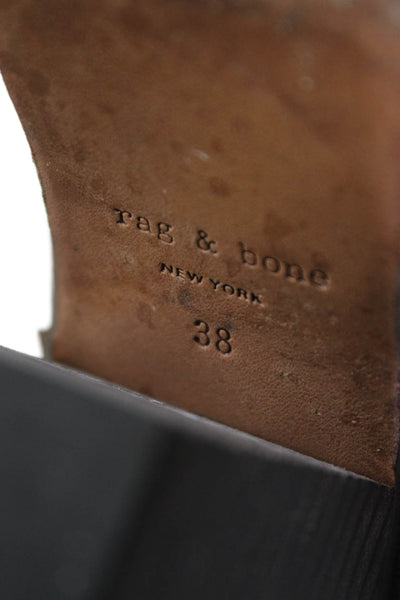 Rag & Bone Womens Leather Zip Up Newbury Ankle Boots Rustic Brown Size 38 8