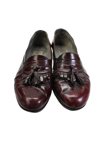 Bruno Magli Mens Leather Lined Fringe Tassel Front Slip On Dress Shoes Red Size
