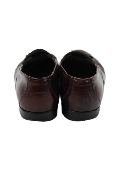 Bruno Magli Mens Leather Lined Fringe Tassel Front Slip On Dress Shoes Red Size
