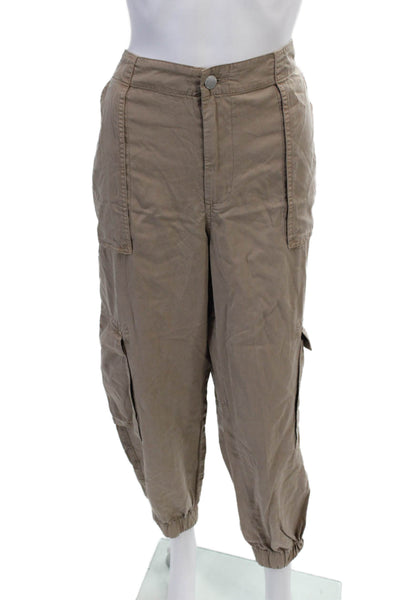 Dear John Womens High Rise Zip Up Cargo Jogger Pants Beige Size Large