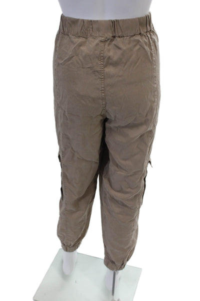 Dear John Womens High Rise Zip Up Cargo Jogger Pants Beige Size Large