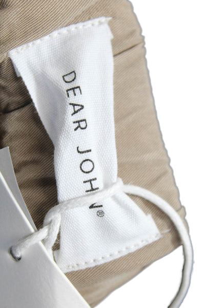 Dear John Womens High Rise Zip Up Cargo Jogger Pants Beige Size Large