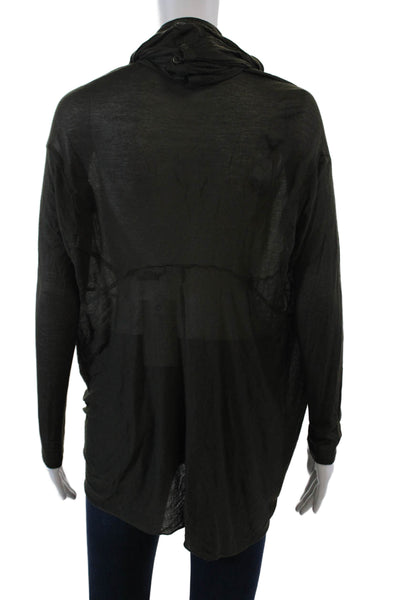 Alice + Olivia Womens Long Sleeve Open Front Wrap Detail Top Green Size XS