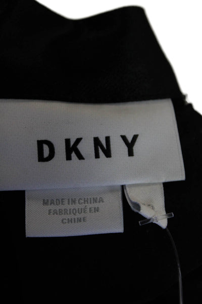 DKNY Womens Abstract Button Up Asymmetrical Mid-Calf Skirt Black Size 12