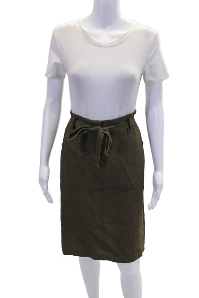 Piazza Sempione Womens Three Pocket Knee Length A-Line Skirt Green Size 46