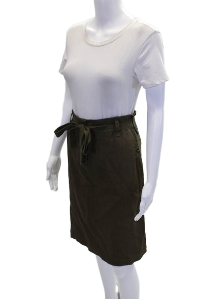 Piazza Sempione Womens Three Pocket Knee Length A-Line Skirt Green Size 46
