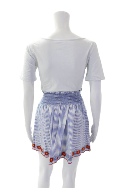 Tory Burch Womens Cotton Striped Stretch Casual Mini Skirt Blue Size S