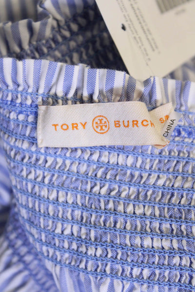 Tory Burch Womens Cotton Striped Stretch Casual Mini Skirt Blue Size S