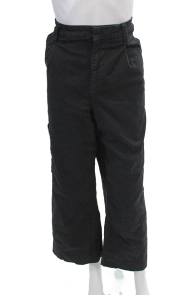 Joes Womens Cotton Zippered High-Waisted Wide-Leg Denim Jeans Black Size 32