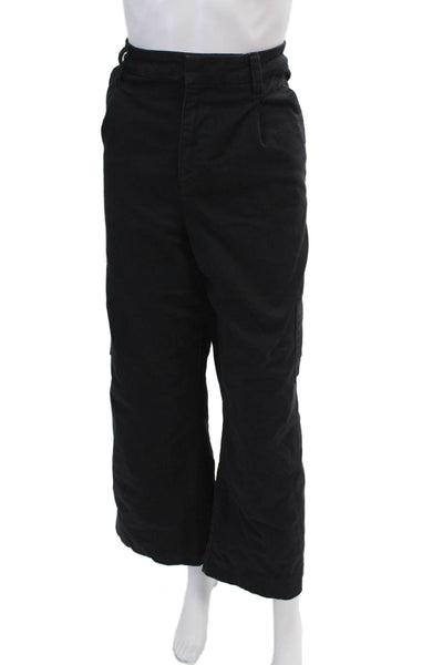 Joes Womens Cotton Zippered High-Waisted Wide-Leg Denim Jeans Black Size 32