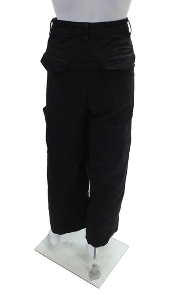Joes Womens Cotton Zippered High-Waisted Wide-Leg Denim Jeans Black Size 32