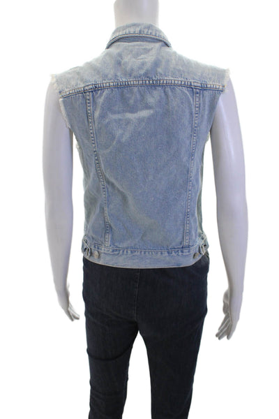 Rag & Bone Womens Cotton Collared Multi-Pocket Button Up Denim Vest Blue Size XS