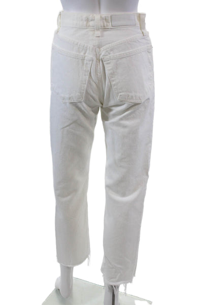Re/Done Womens High Rise Button Up Stove Pipe Jeans White Cotton Size 26