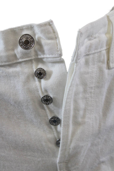 Re/Done Womens High Rise Button Up Stove Pipe Jeans White Cotton Size 26