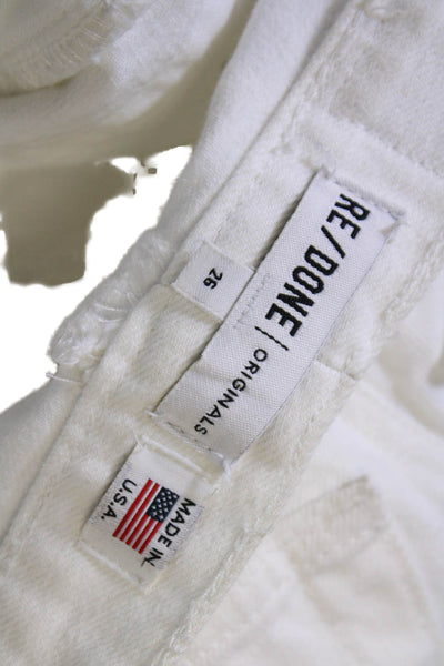 Re/Done Womens High Rise Button Up Stove Pipe Jeans White Cotton Size 26