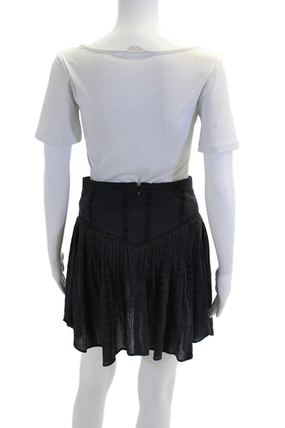 Isabel Marant Etoile Womens Cotton Pleated Zip Back Mini Skirt Blue Size 34