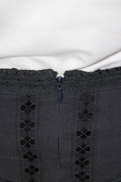Isabel Marant Etoile Womens Cotton Pleated Zip Back Mini Skirt Blue Size 34