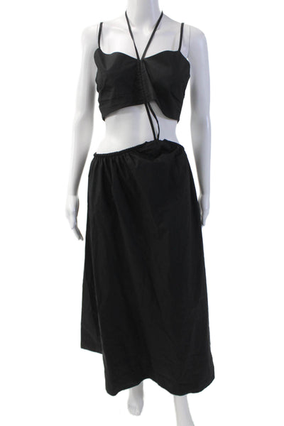 Nicholas Womens Cotton Cut Out V-Neck Sleeveless Maxi Dress Black Size 6