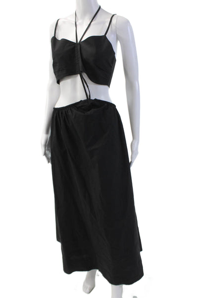 Nicholas Womens Cotton Cut Out V-Neck Sleeveless Maxi Dress Black Size 6