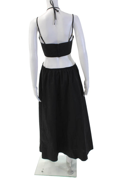 Nicholas Womens Cotton Cut Out V-Neck Sleeveless Maxi Dress Black Size 6