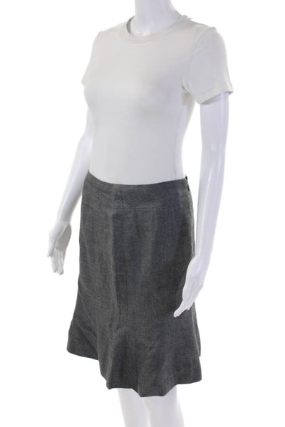 Chanel Womens Wool Zip Back Lined Skirt Dark Gray 05C Size 36