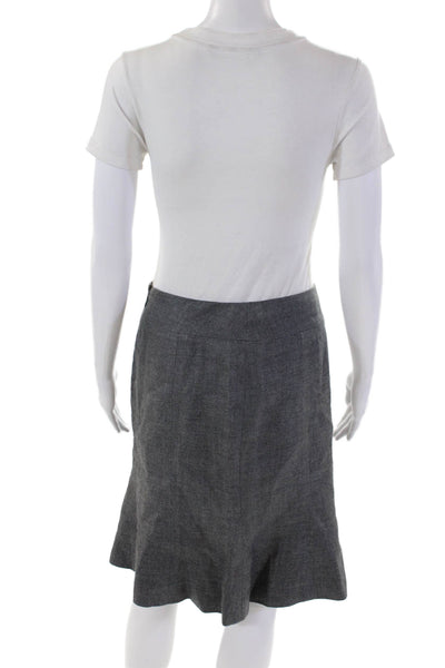 Chanel Womens Wool Zip Back Lined Skirt Dark Gray 05C Size 36