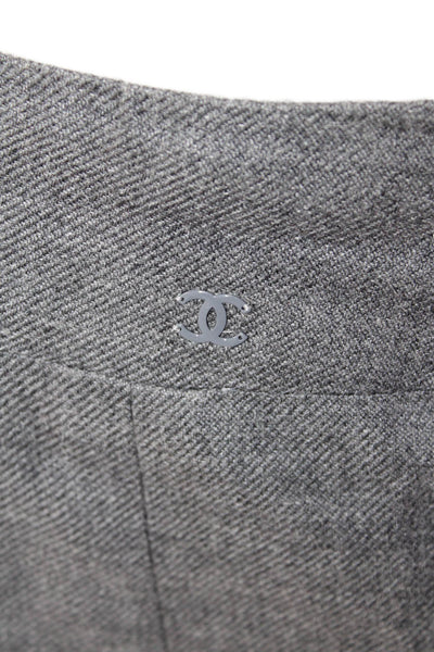 Chanel Womens Wool Zip Back Lined Skirt Dark Gray 05C Size 36
